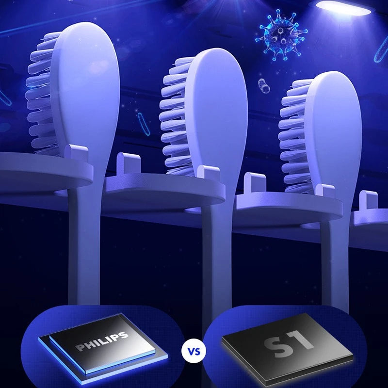 Smart UV Toothbrush Holder Sterilizer LED Timing Disinfection Toothpaste Squeezer Dispenser Bathroom Accessories Set Peaceful Pleasures Health and Wellness
