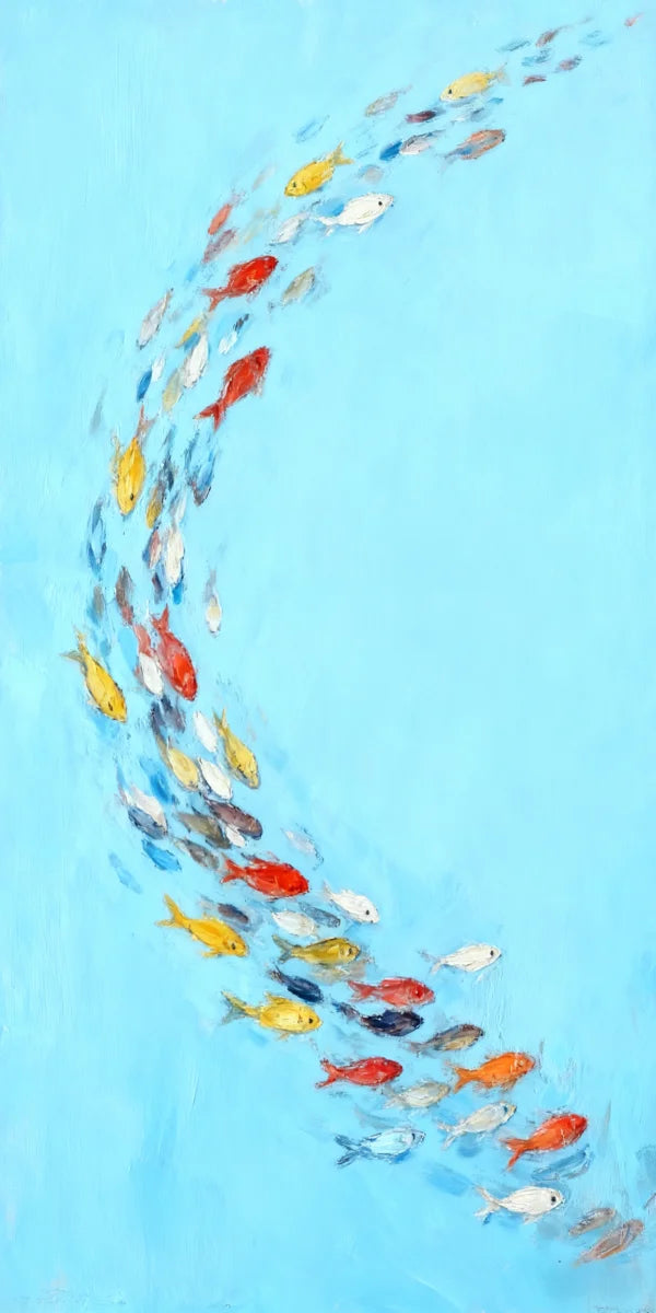 Large Size Abstract Fish Posters Wall Art Nordic Blue Sea Fish Print For Living Room Fish School Canvas Painting Home Decor Peaceful Pleasures Health and Wellness 3 50x100cm