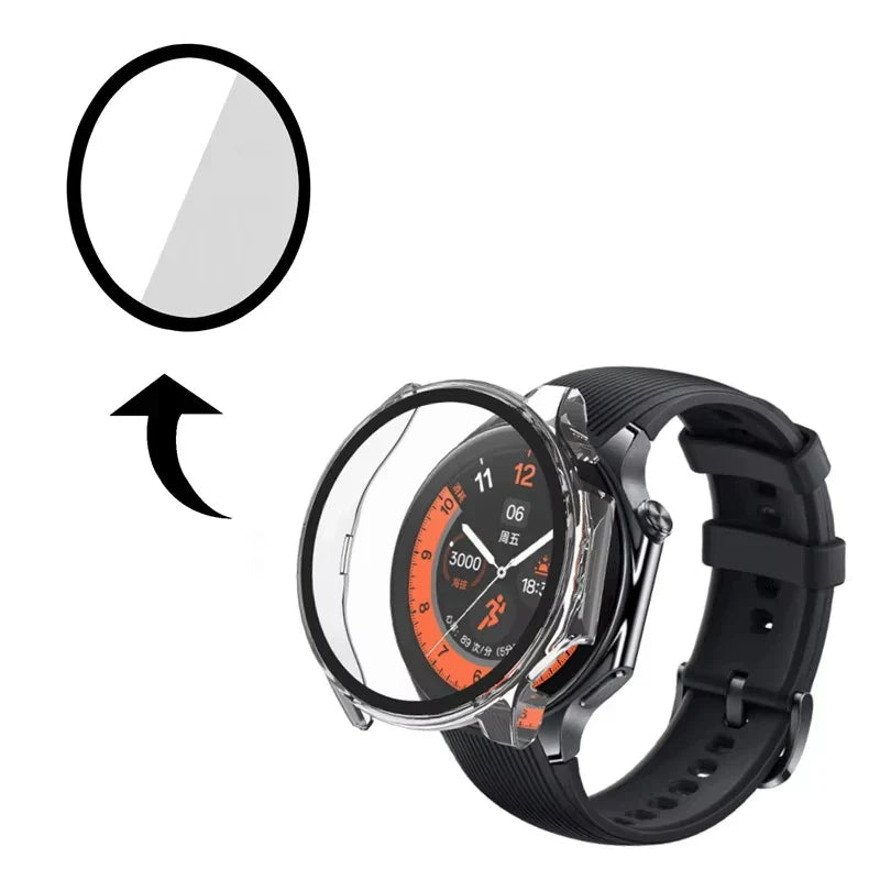PC Case + Tempered Glass for OnePlus Watch 2 / OPPO Watch X