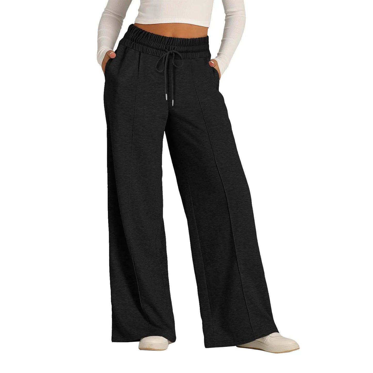 Women's High Waist Wide Leg Fleece Jogger Sweatpants