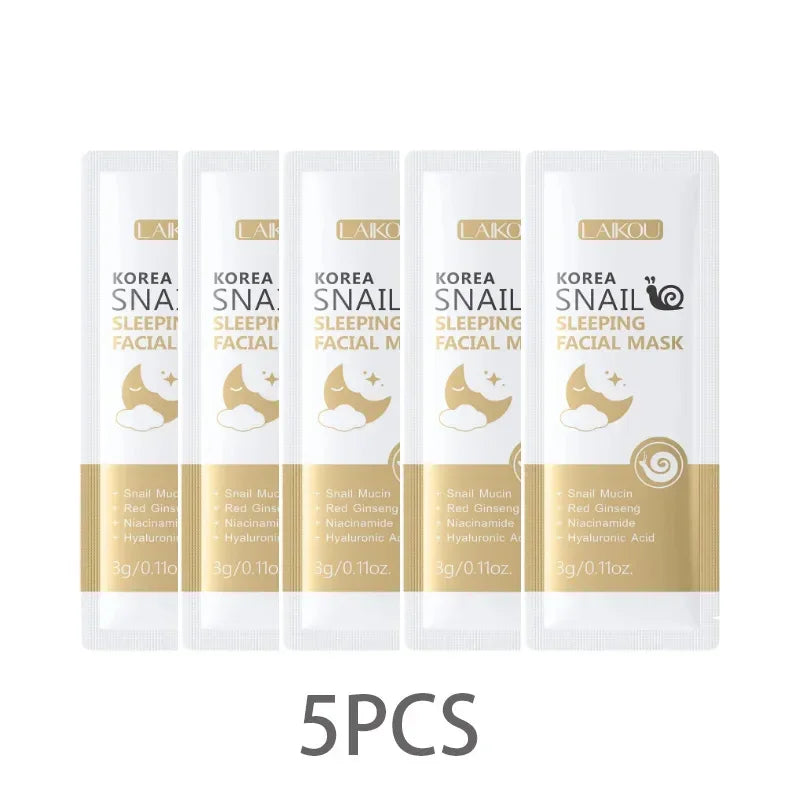 LAIKOU Sleeping Face Mask – Hydrating & Nourishing 5pk Peaceful Pleasures Health and Wellness snail