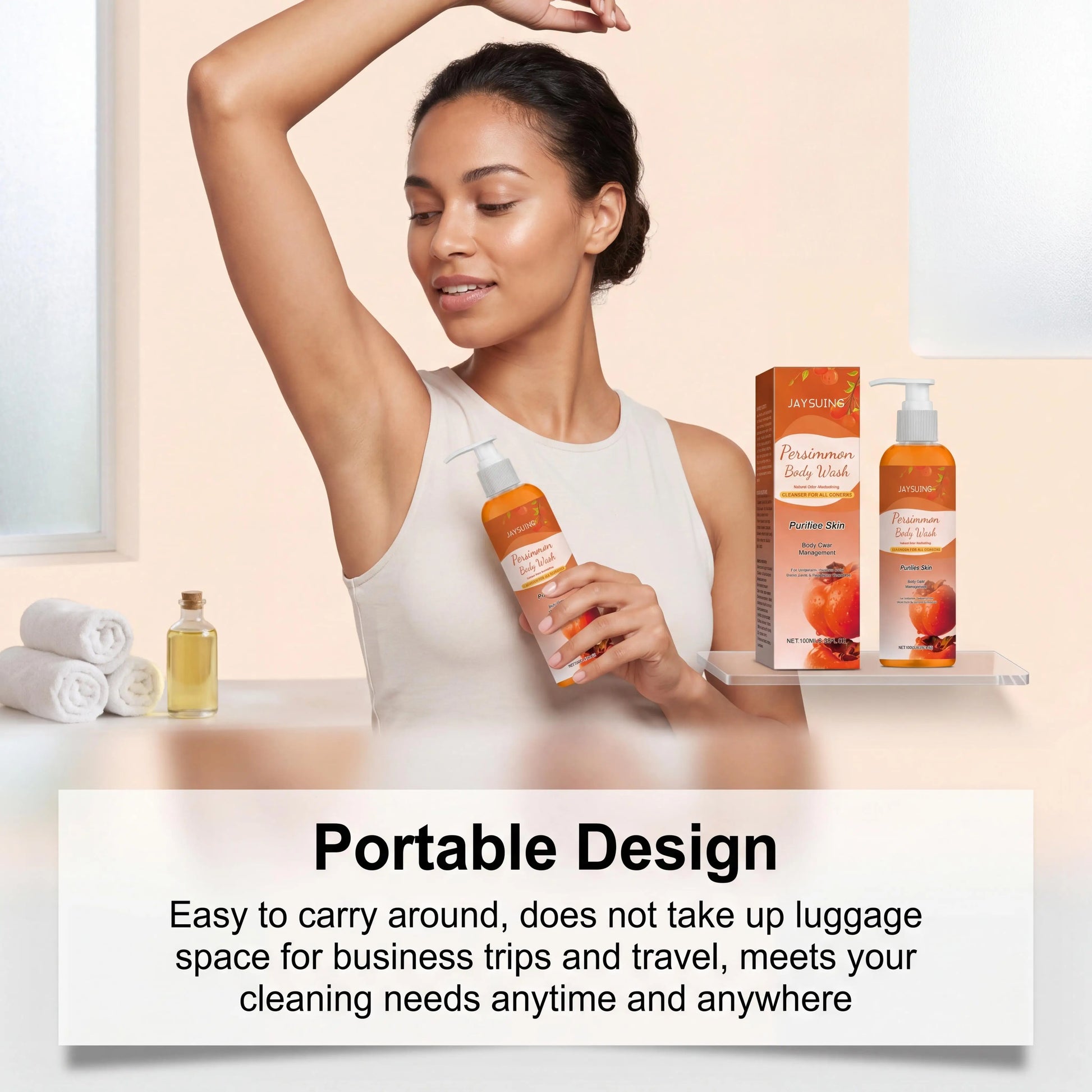 Persimmon Shower Gel Gentle Cleansing Deodorizing Exfoliating Maintain Skin Comfort Long Lasting Oil Control Fragrant Body Wash Peaceful Pleasures Health and Wellness