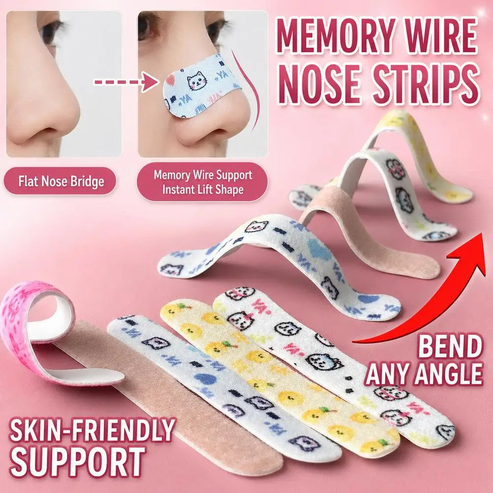 50 Pcs Cartoon Nose Shaper Self-Shaping Nose Splint Adhesive Tape External Support Fixation for Nose Job Peaceful Pleasures Health and Wellness