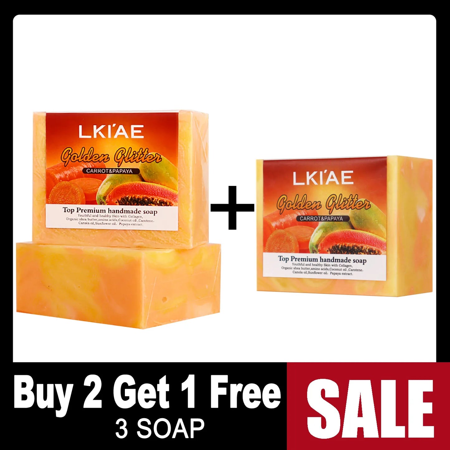AILKE Carrot & Papaya Brightening Natural Handmade Soap 150g