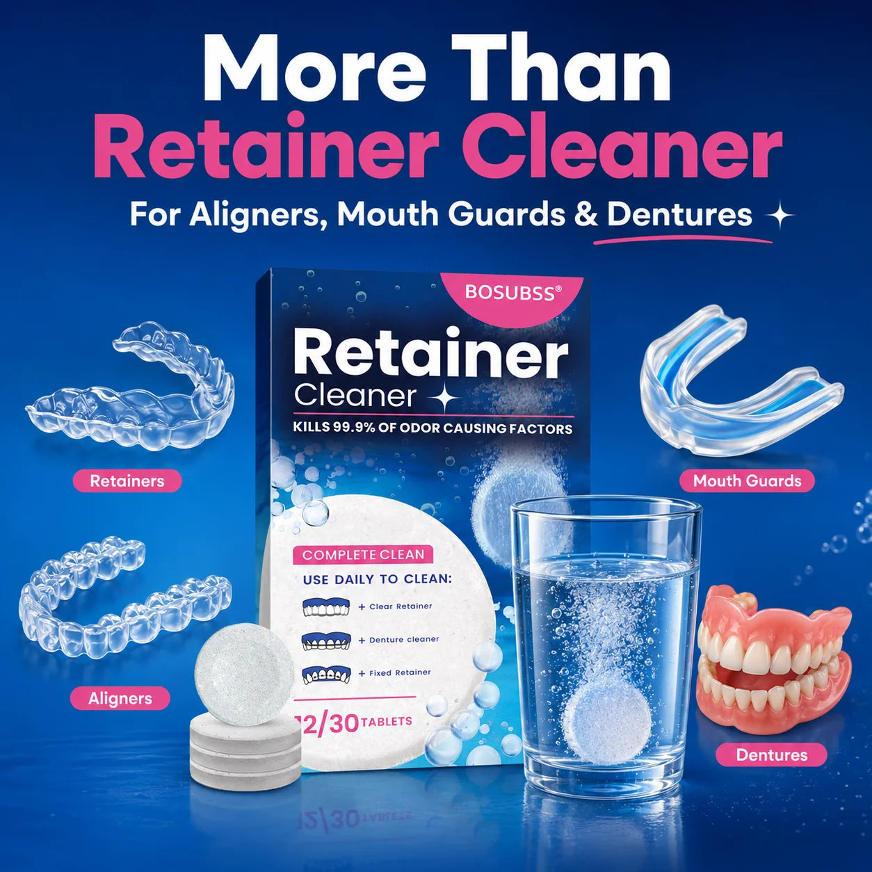 Denture Cleaning Tablets for Retainers, Mouth Guards & Braces