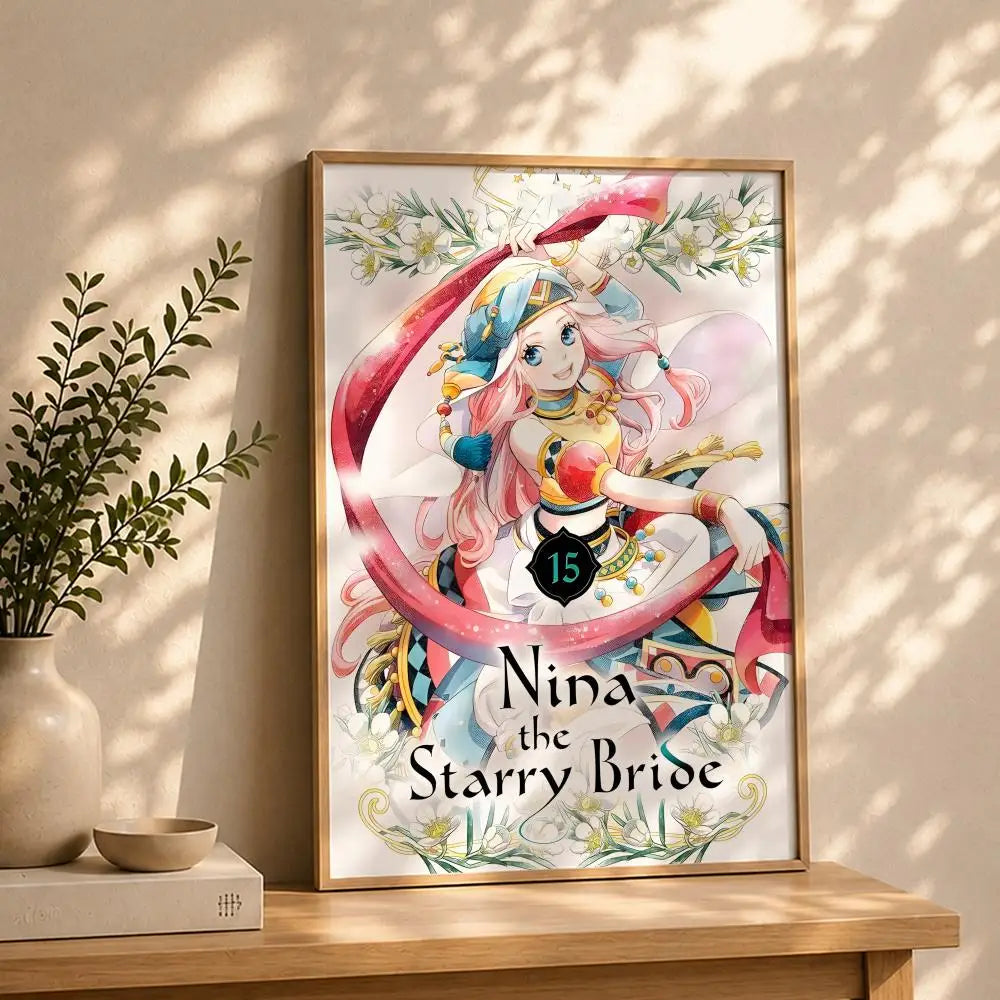 Manga N-Nina the Starry BrideS Poster HD Self Adhesive Waterproof Wall Art Ideal for Home Office Dorm Bedroom Great Gift Peaceful Pleasures Health and Wellness White6 50X70cmNoframe