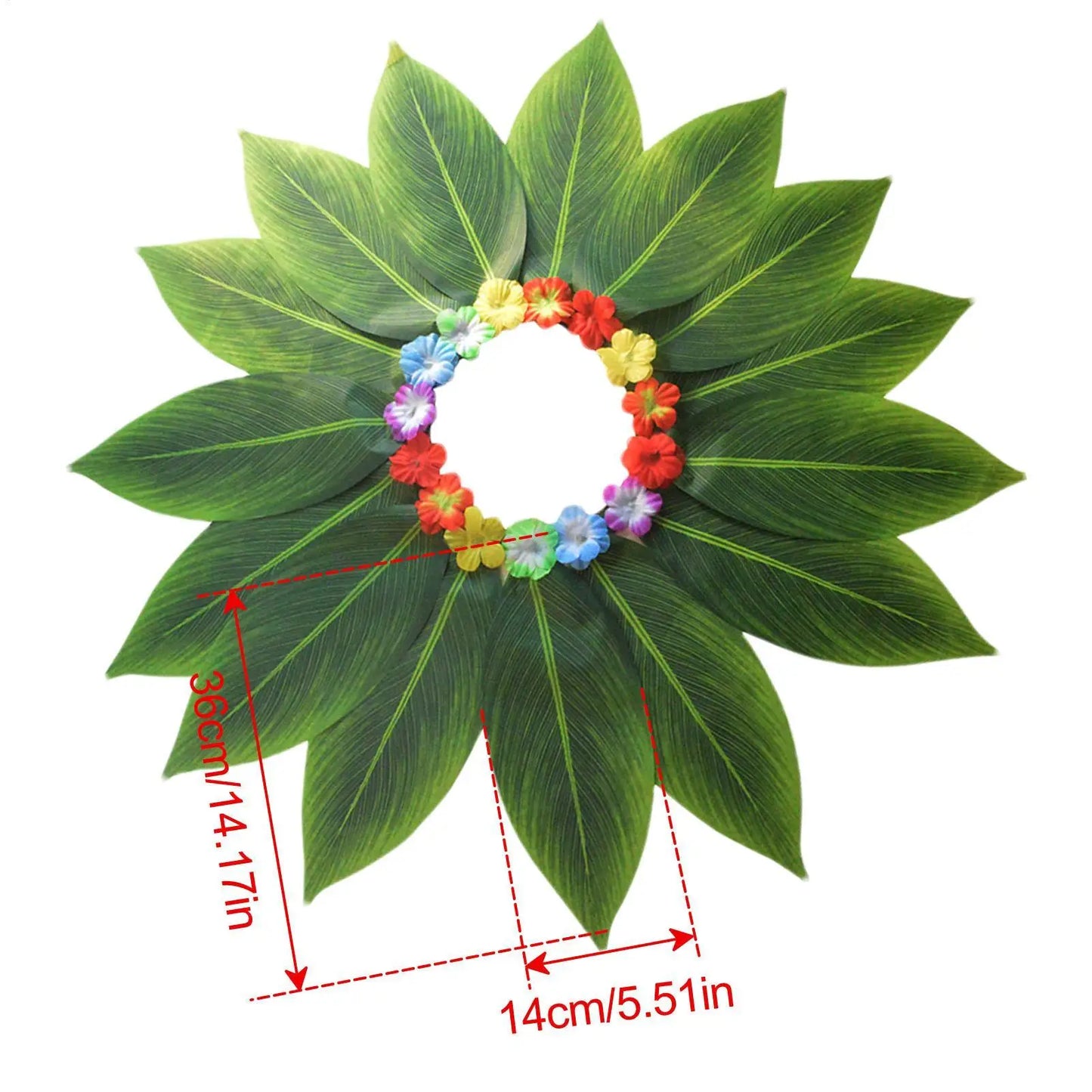 Hawaiian Green Leaves Grass Skirt | Beach & Luau Costume