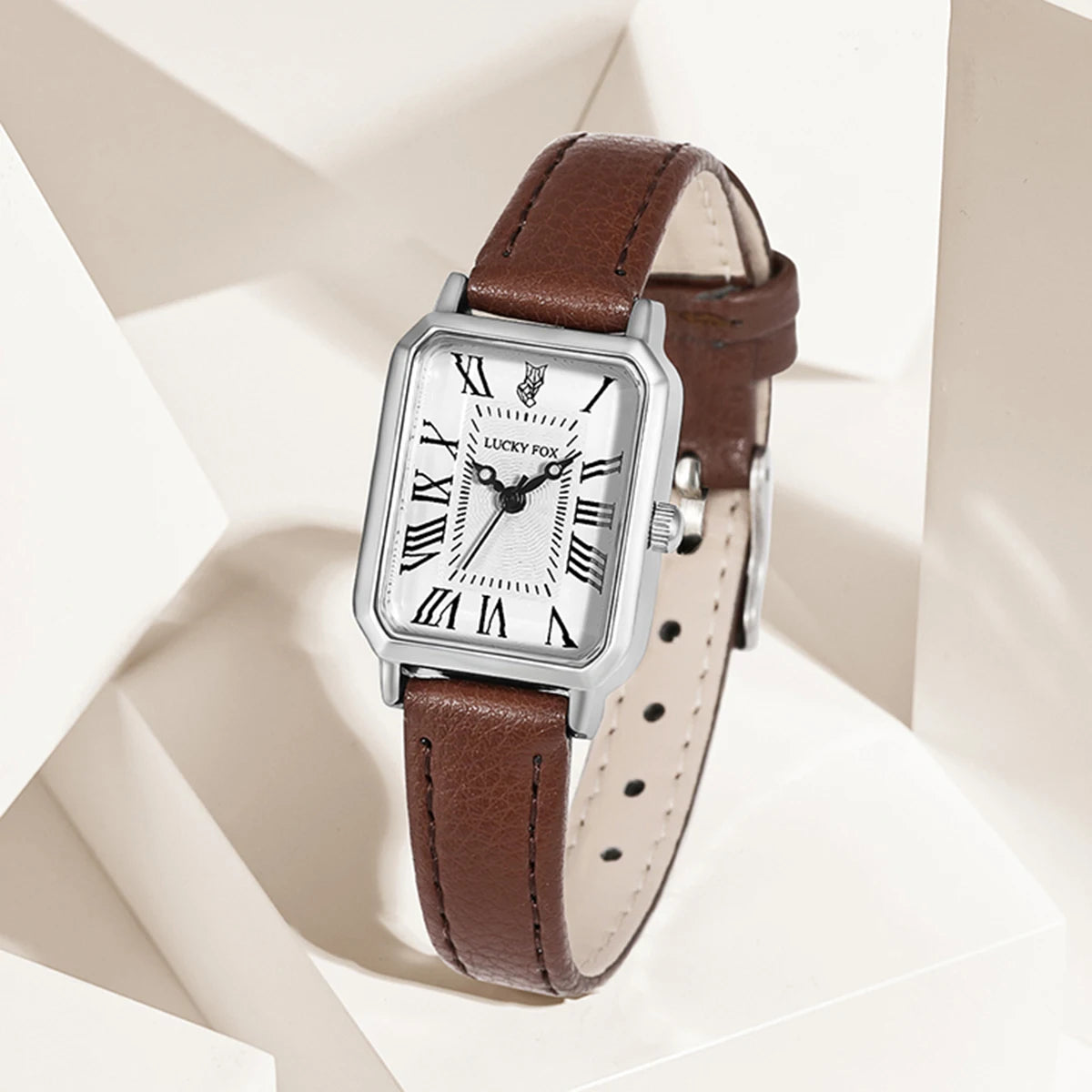 Fashion Rectangle Quartz Wrist Watch for Women Luxury Brand Roman Dial Leather Strap Ladies Watches Clock Peaceful Pleasures Health and Wellness