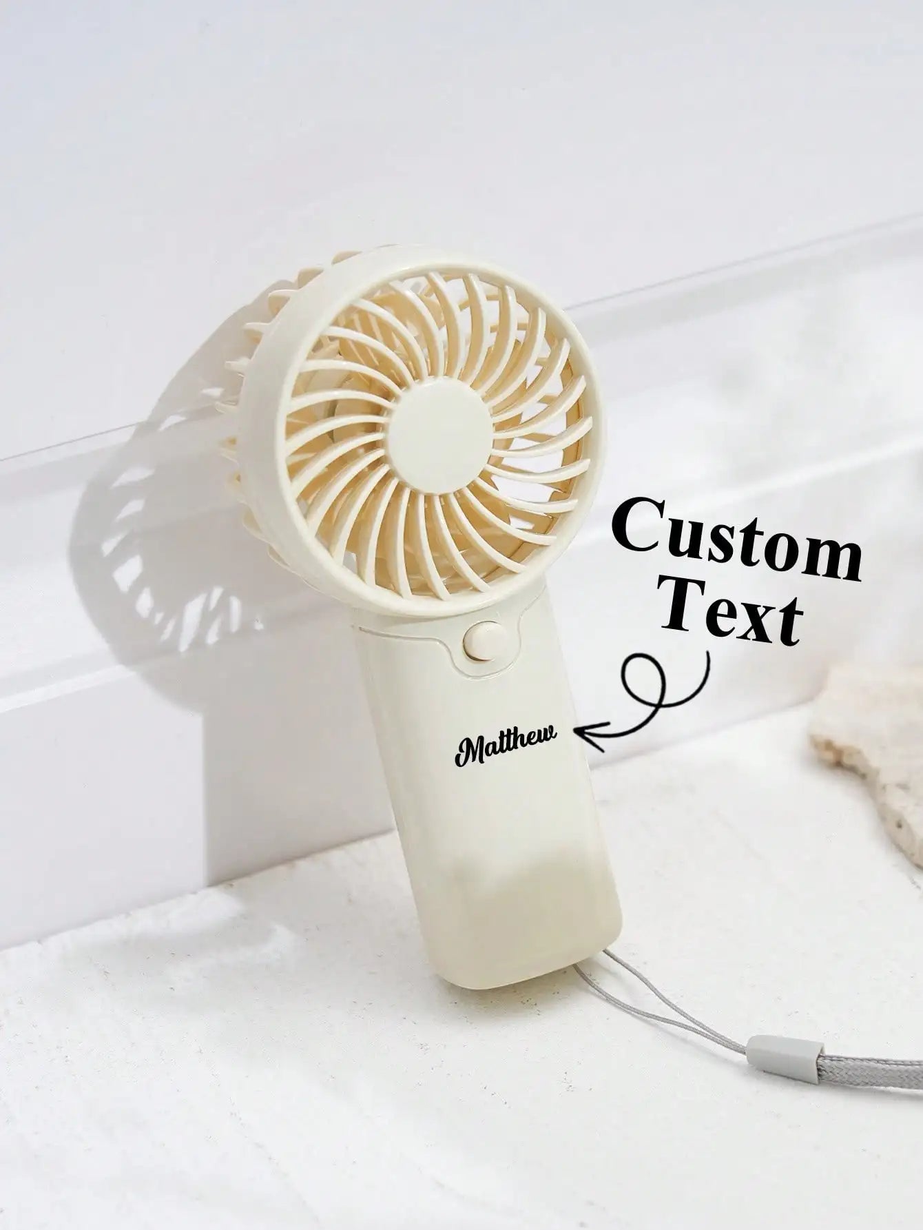 1pc Custom Mini Fan Summer Portable Fan Personalized Handheld Fan with Lanyard Gift for Mom Dad Him Her Birthday Valentine Peaceful Pleasures Health and Wellness
