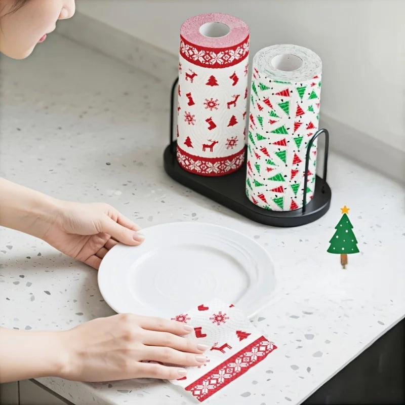 1 Roll Christmas Kitchen Paper Thickened Three-layer Disposable