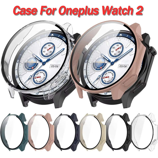 PC Case + Tempered Glass for OnePlus Watch 2 / OPPO Watch X