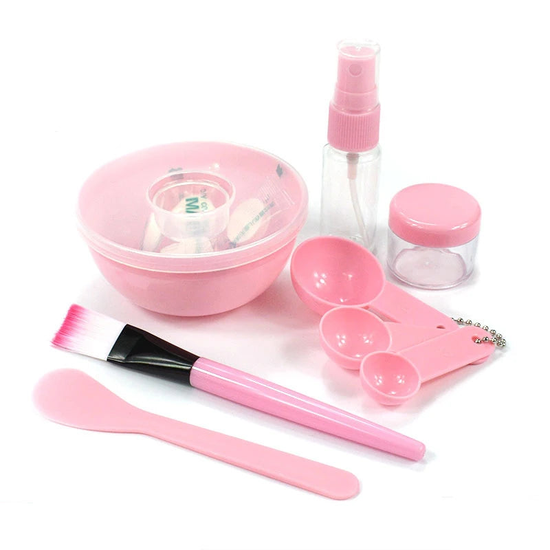 Mask Bowl and Stick Set, 9 Pieces DIY Tools Kit, Bowl, Lid, Brush, Stick, Spray Bottle, Soaking Bottle, Make Mask Easier Peaceful Pleasures Health and Wellness Pink 9pcs