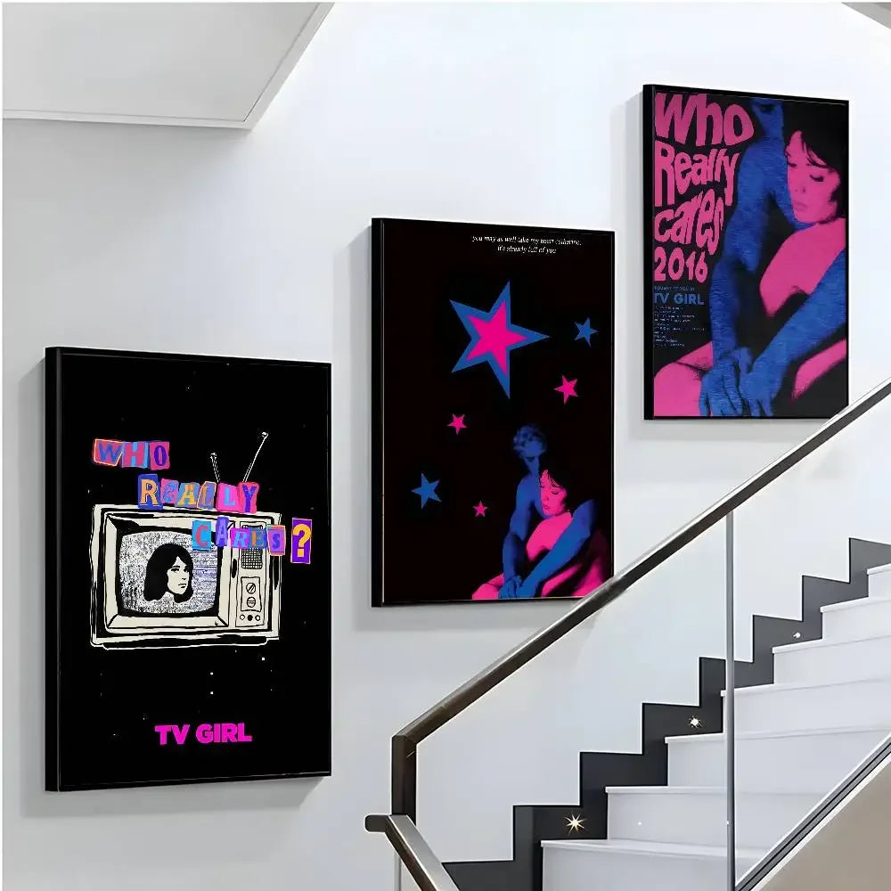 Who Really Cares-T-TV Girl Album Aesthetic Canvas Painting Posters and Prints Wall Picture For Living Room Decoration Peaceful Pleasures Health and Wellness