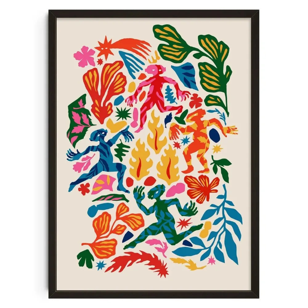 Japanese Retro Floral Canvas Wall Art | Unframed Poster