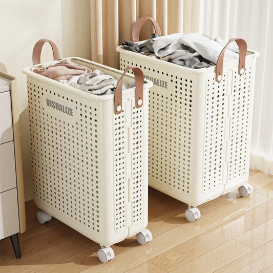 Foldable Laundry Basket Handle Portable Collapsible Storage Bin Dirty Clothes Saving Yoga Mat Organizer Peaceful Pleasures Health and Wellness S White No Wheels