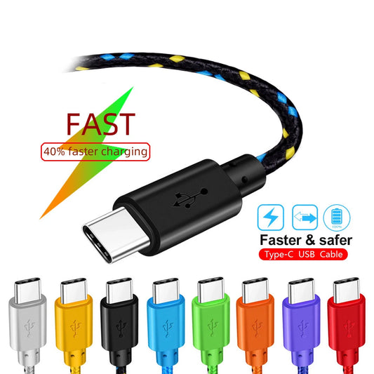 Nylon USB-C Fast Charging Cable 1M 2M 3M | Samsung Huawei USB-C Charging Cable Peaceful Pleasures Health and Wellness