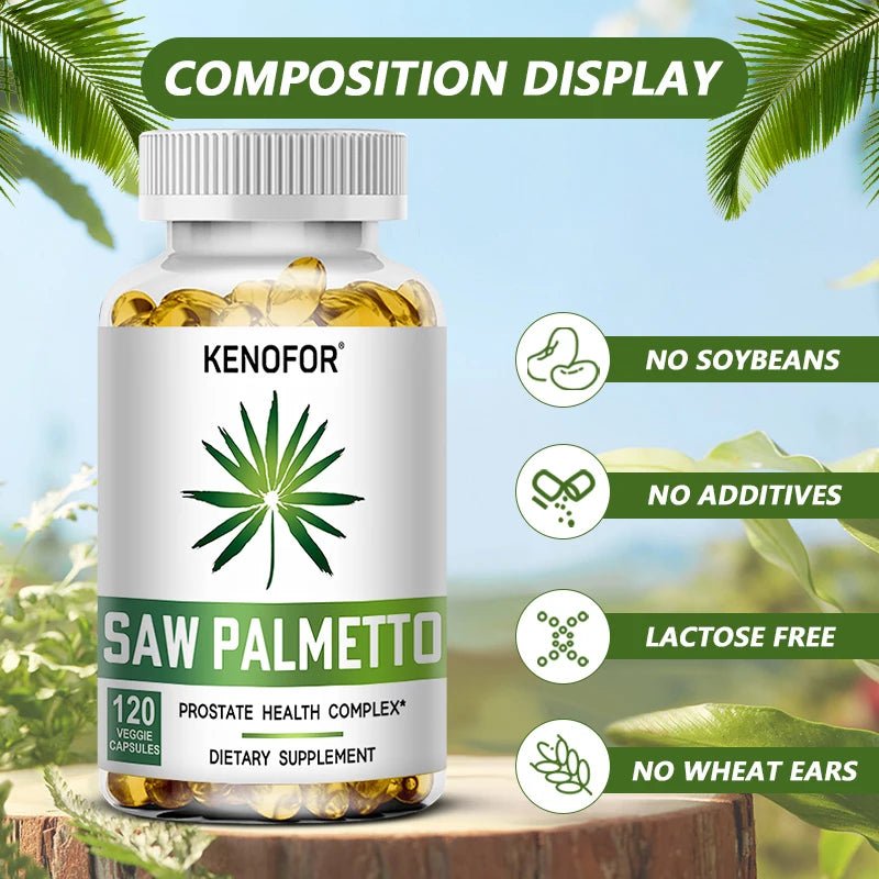 Saw Palmetto Capsules - Prostate Health, Hair Growth, Men's Health, Urinary Tract Health, Improved Frequent Urination for Men's Peaceful Pleasures Health and Wellness