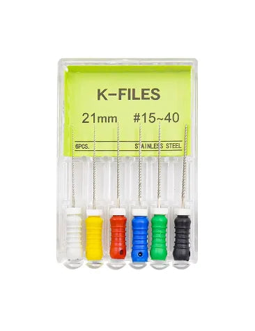 Dental K-Files 6pcs | Stainless Steel Root Canal Hand Files