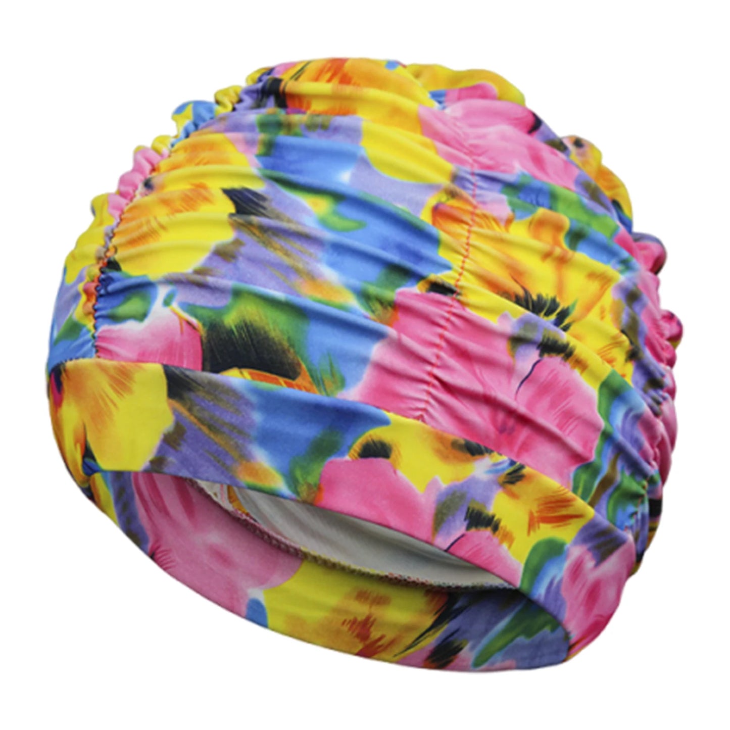 Printed Fabric Swim Cap Breathable Oversized Swimming Cap Lightweight Ear Protection Bathing Caps Diving Swimming Equipment Peaceful Pleasures Health and Wellness
