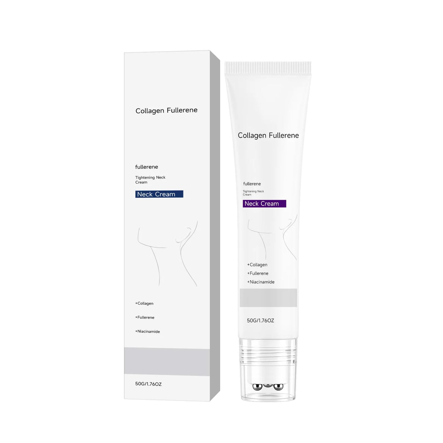 Collagen Neck Cream Reduce Neck Wrinkles Fine Lines Firming Lifting Neck Eliminate Double Chin Skincare Neck Lines Protein Cream Peaceful Pleasures Health and Wellness 50g Boxed