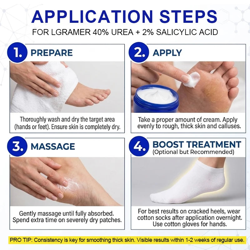 40% Urea + 2% Salicylic Acid Foot & Hand Cream | Cracked Heel