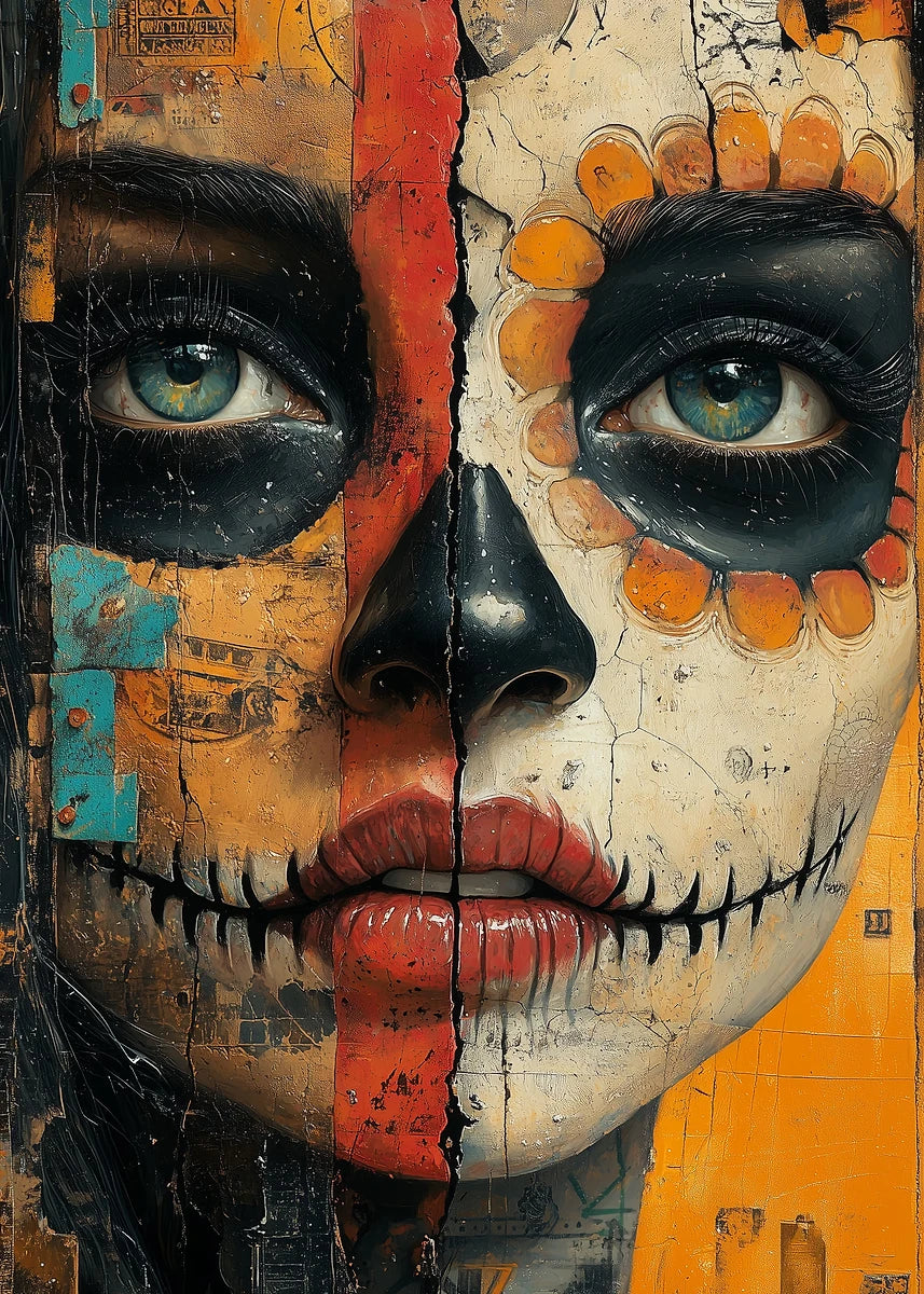 Day of the Dead Skull Girl Canvas Wall Art | Los Muertos Print