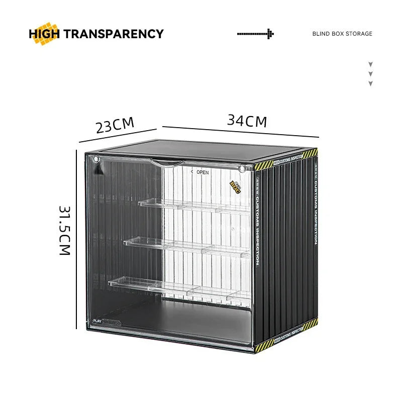 34x31.5x23cm Large Box Storage Display Rack Home Office Transparent Display Cabinet Acrylic Material Bubble Mat Doll Display Box Peaceful Pleasures Health and Wellness Large - black