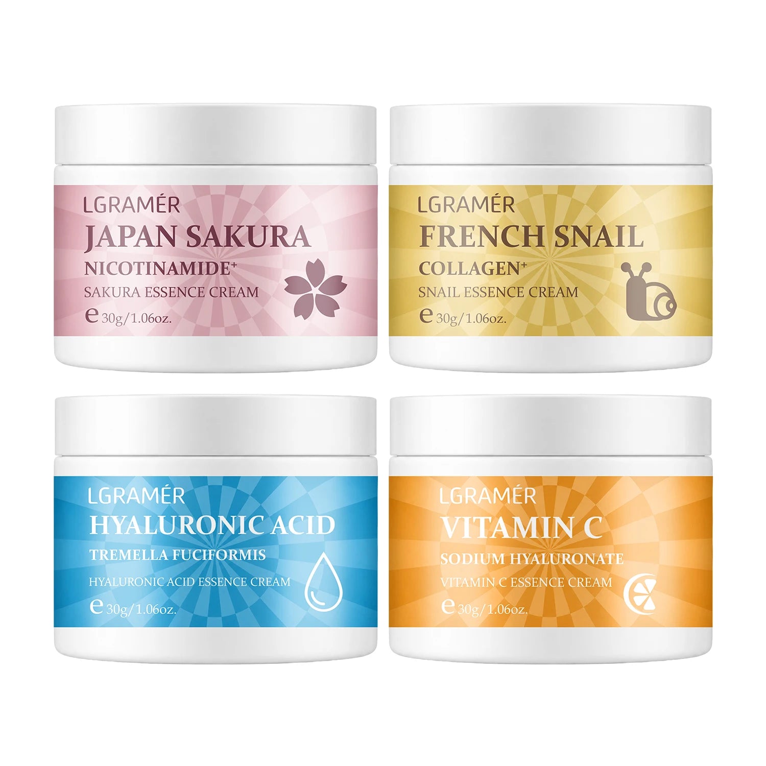 Vitamin C Face Cream Hyaluronic Acid Antioxidant Brightening Dull Skin Hydrating Glow Moisturizing Facial Cream Daily Skincare Peaceful Pleasures Health and Wellness mixed set-30g