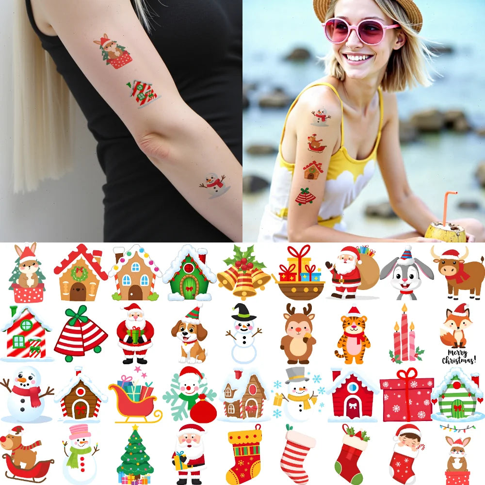 54pcs Christmas Temporary Tattoo Stickers for Kids – Holiday Set