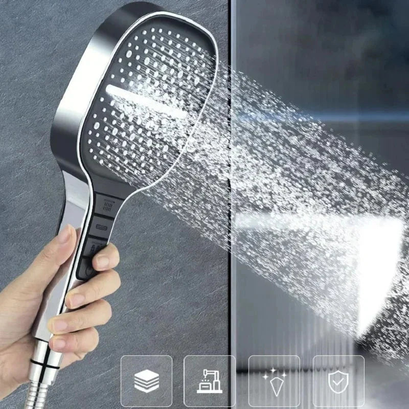 Large 7-Mode Rainfall Shower Head – High Pressure & Water-Saving