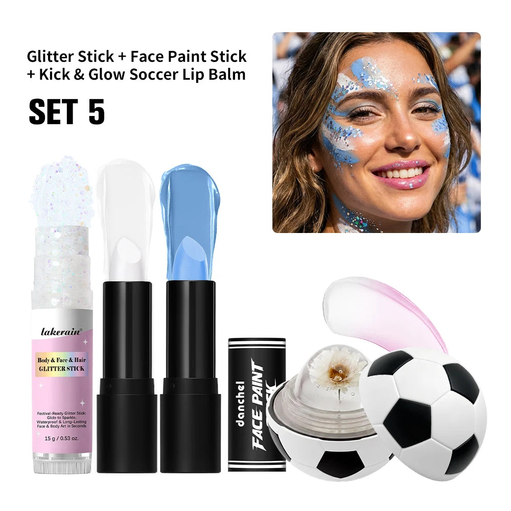 Face Paint Stick Set High Pigment Multiple National Flag Color Body Paint Safe Non-Toxic Paint Stick for Halloween Cosplay Sport Peaceful Pleasures Health and Wellness AR