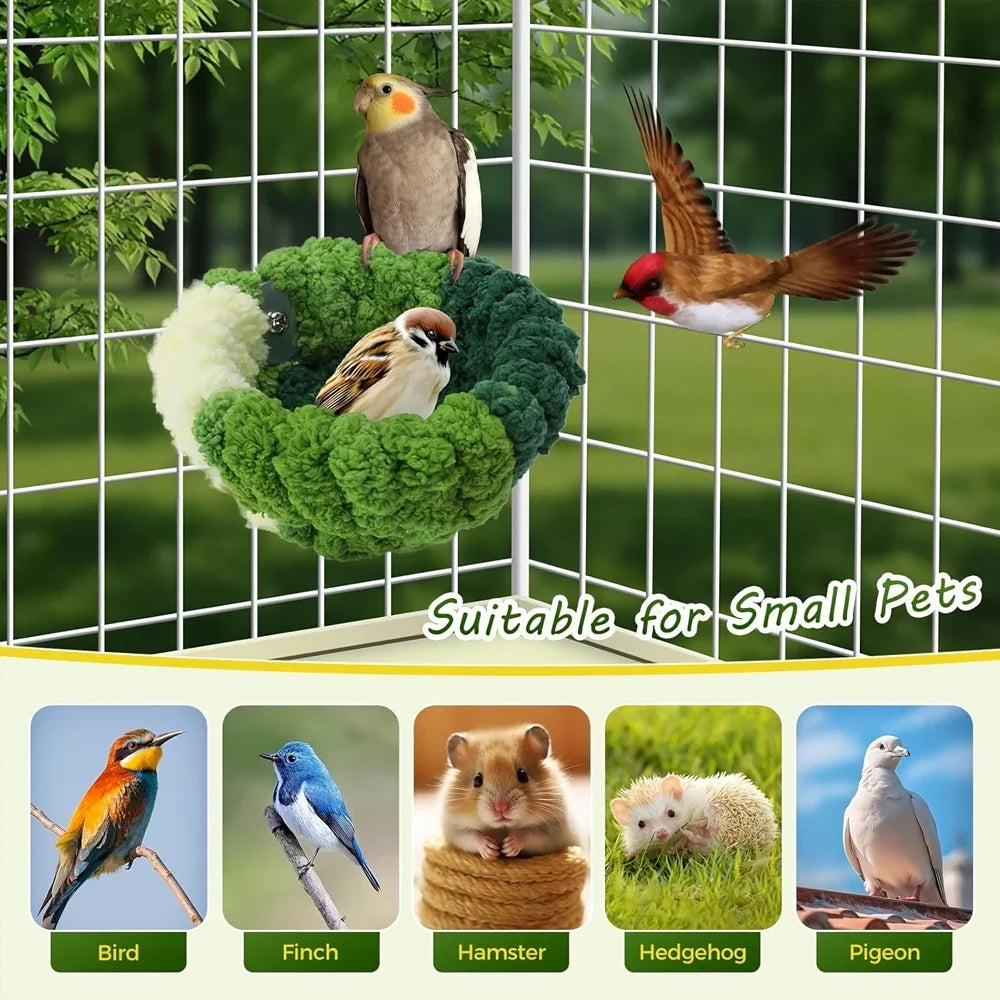 Plush Round Bird Nest Bed | Cozy Sleeping House for Parrots