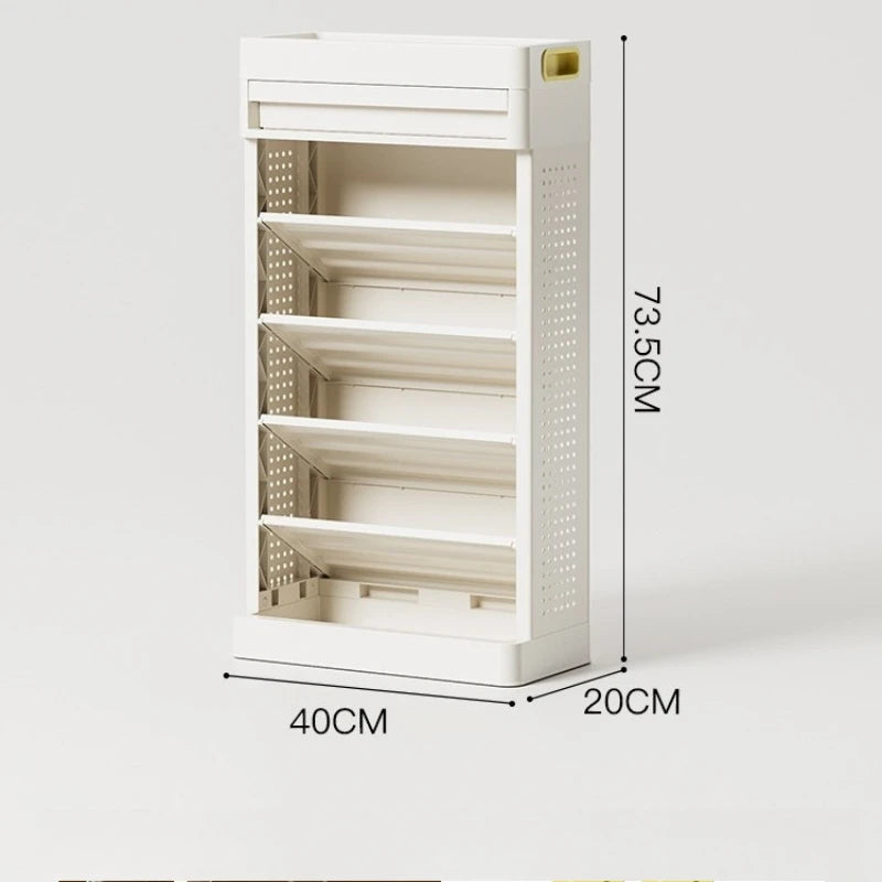 Small Bookshelf Next To The Desk With Wheels For Mobile Student Dormitory Children's Books Picture Book Storage Cart Peaceful Pleasures Health and Wellness 5 layer with drawer3