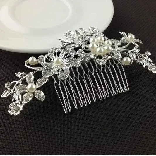 Rhinestone Bridal Hair Comb Alloy Crystalpearl Tiaras Crystal Peaceful Pleasures Health and Wellness