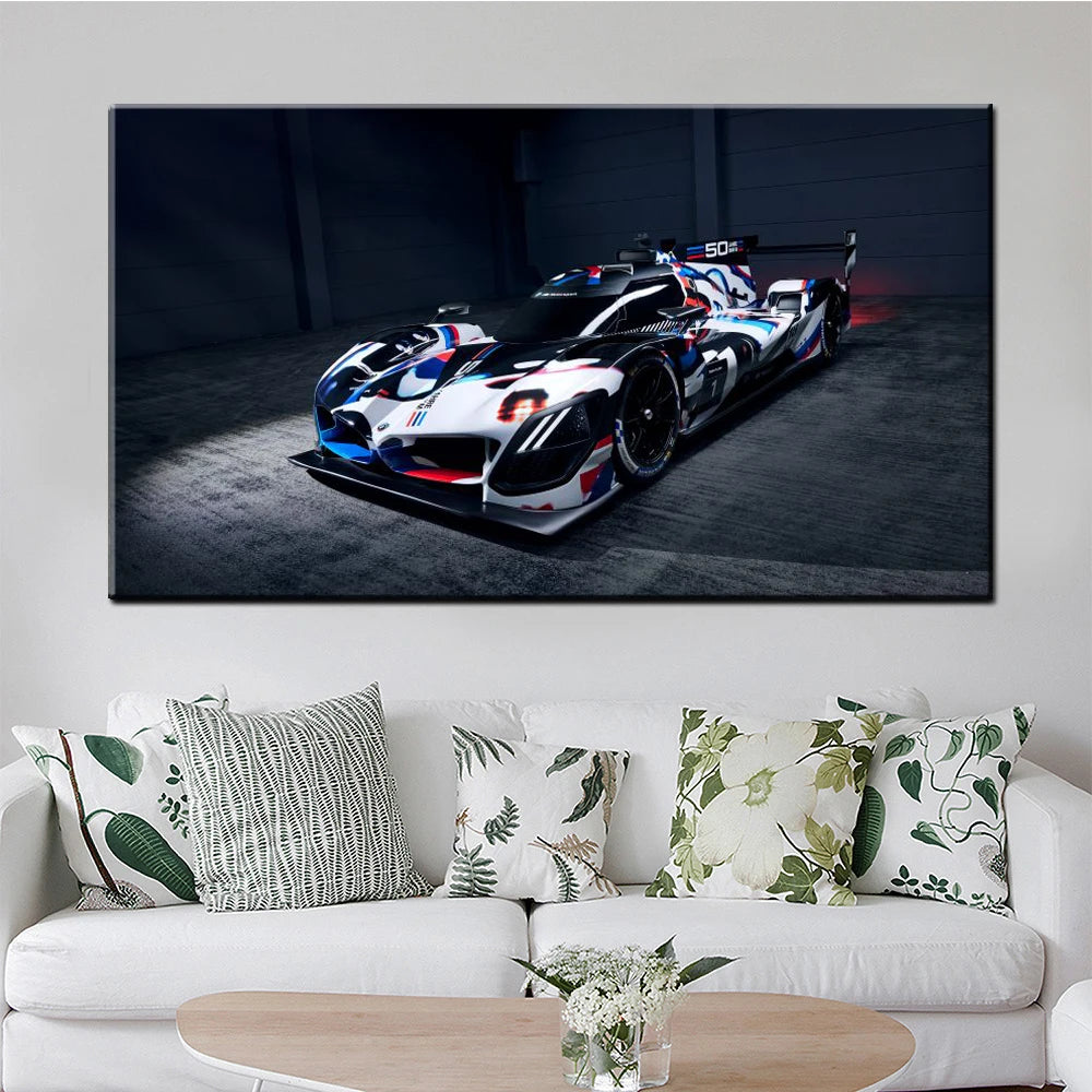 BMW M Hybrid V8 LMDh Racing Car Canvas Wall Art Print