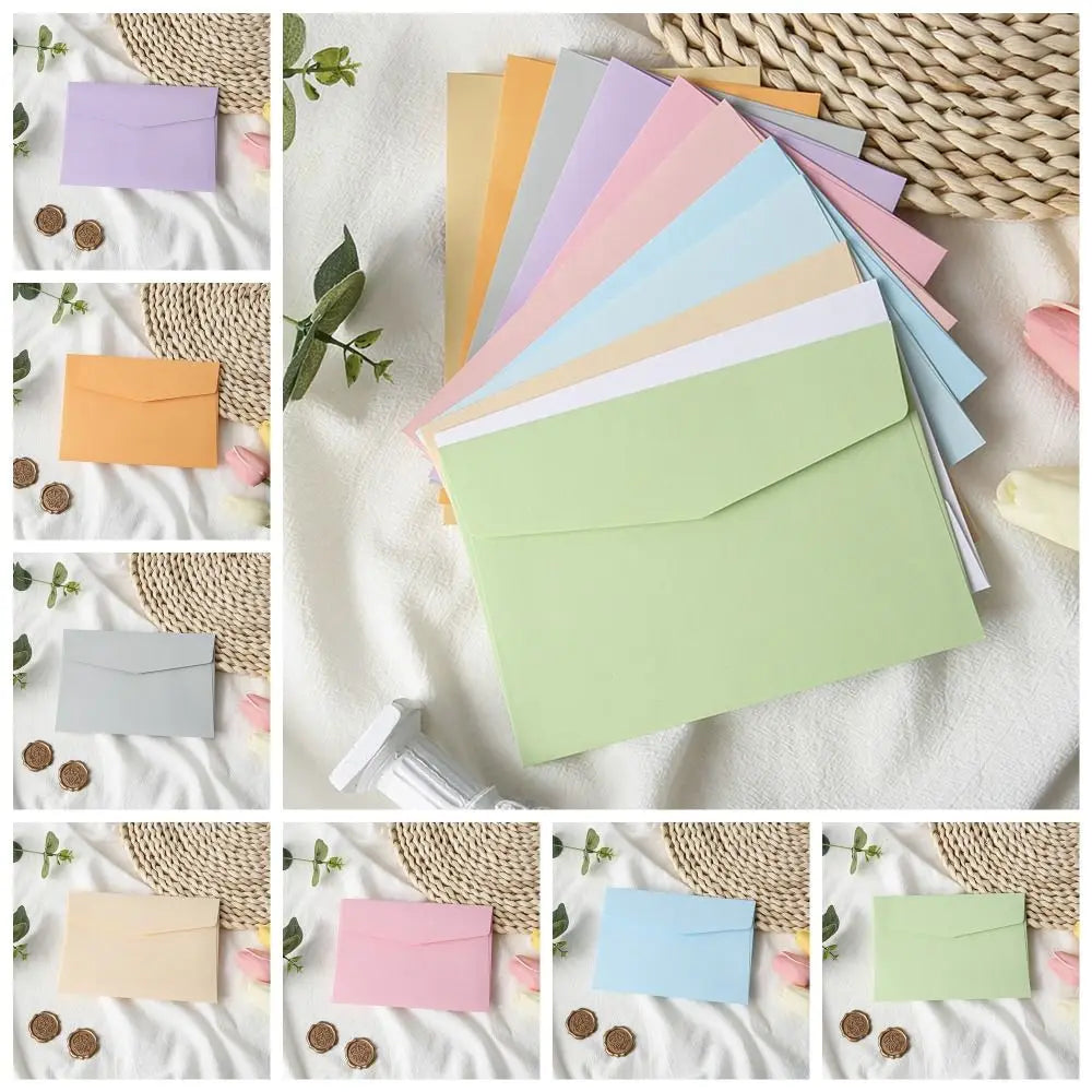 10pcs Mini Macaron Color Envelopes Blank High Appearance Macaron Color Greeting Cards Candy Color DIY Packing Envelope Peaceful Pleasures Health and Wellness