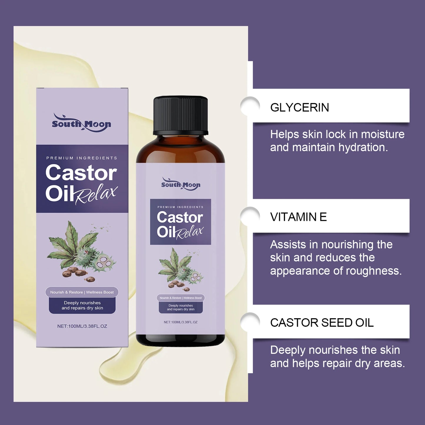 Castor Body Massage Oil – Nourishing, Firming & Relaxing 100ml