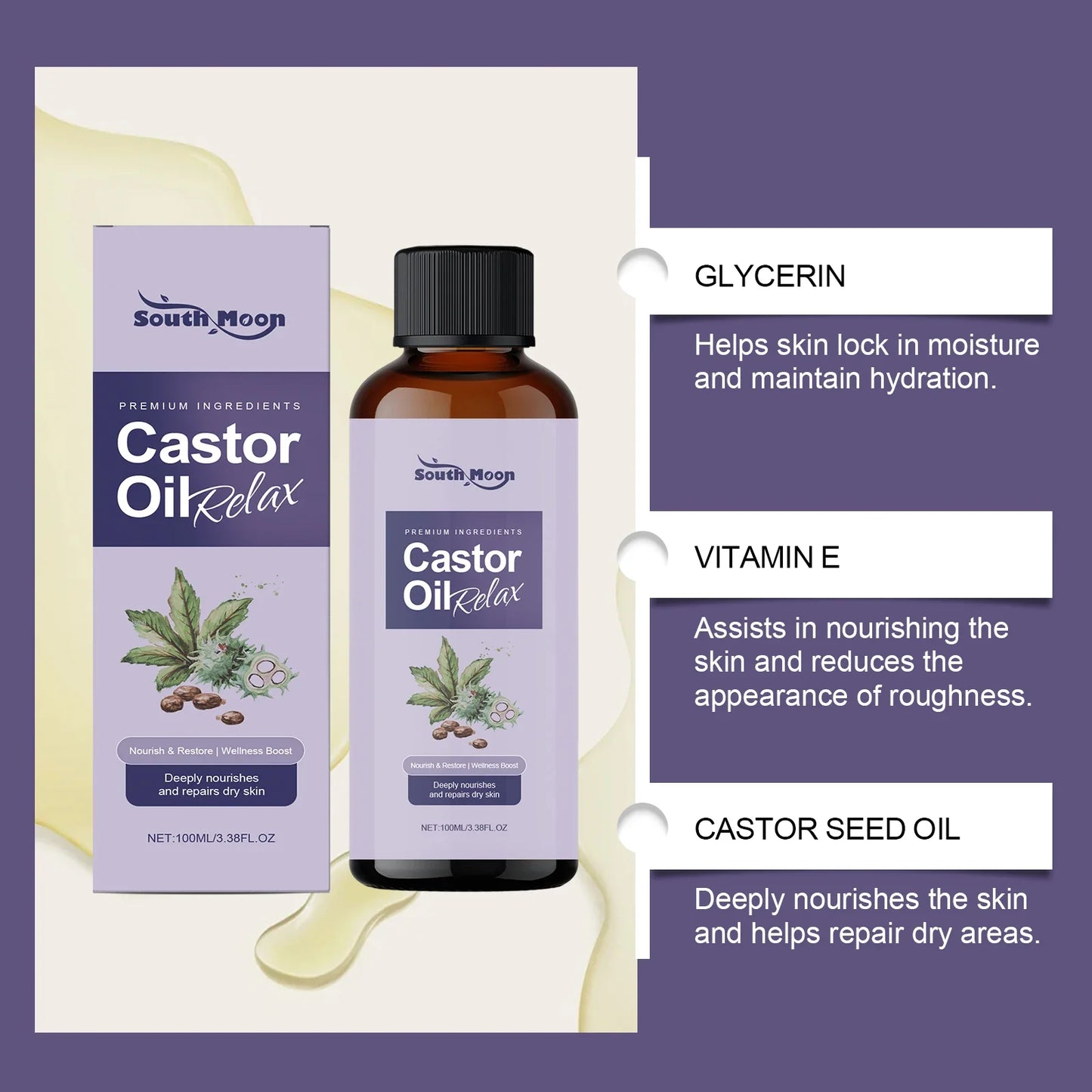 South Moon Castor Body Massage Oil – Nourishing & Firming 100ml