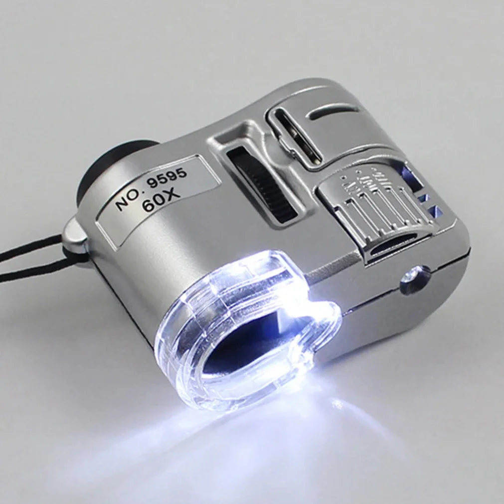 60X Pocket Magnifier Loupe with LED & UV Light | Jeweler Tool