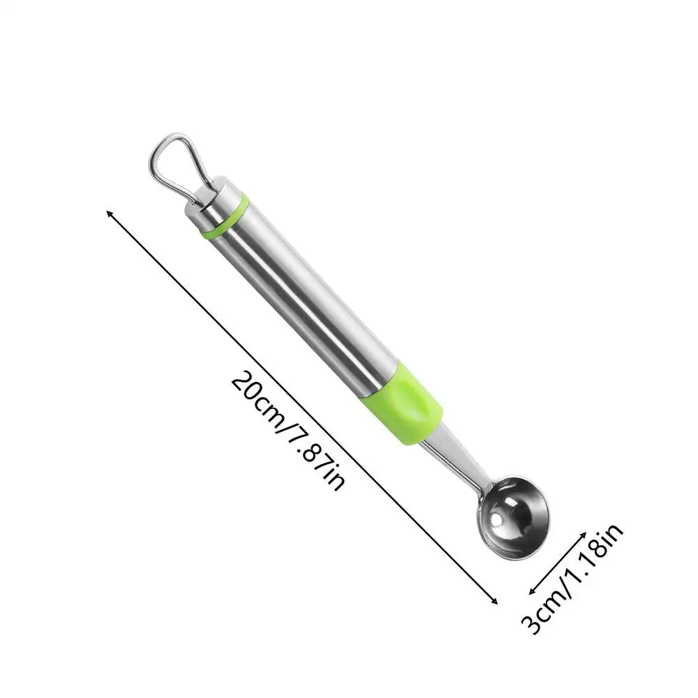 Stainless Steel Fruit Baller Scoop Watermelon Cutter Slicer Tool Melons Baller For Cantaloupe Pitaya Papaya, Ice Cream Cake Home Peaceful Pleasures Health and Wellness Green