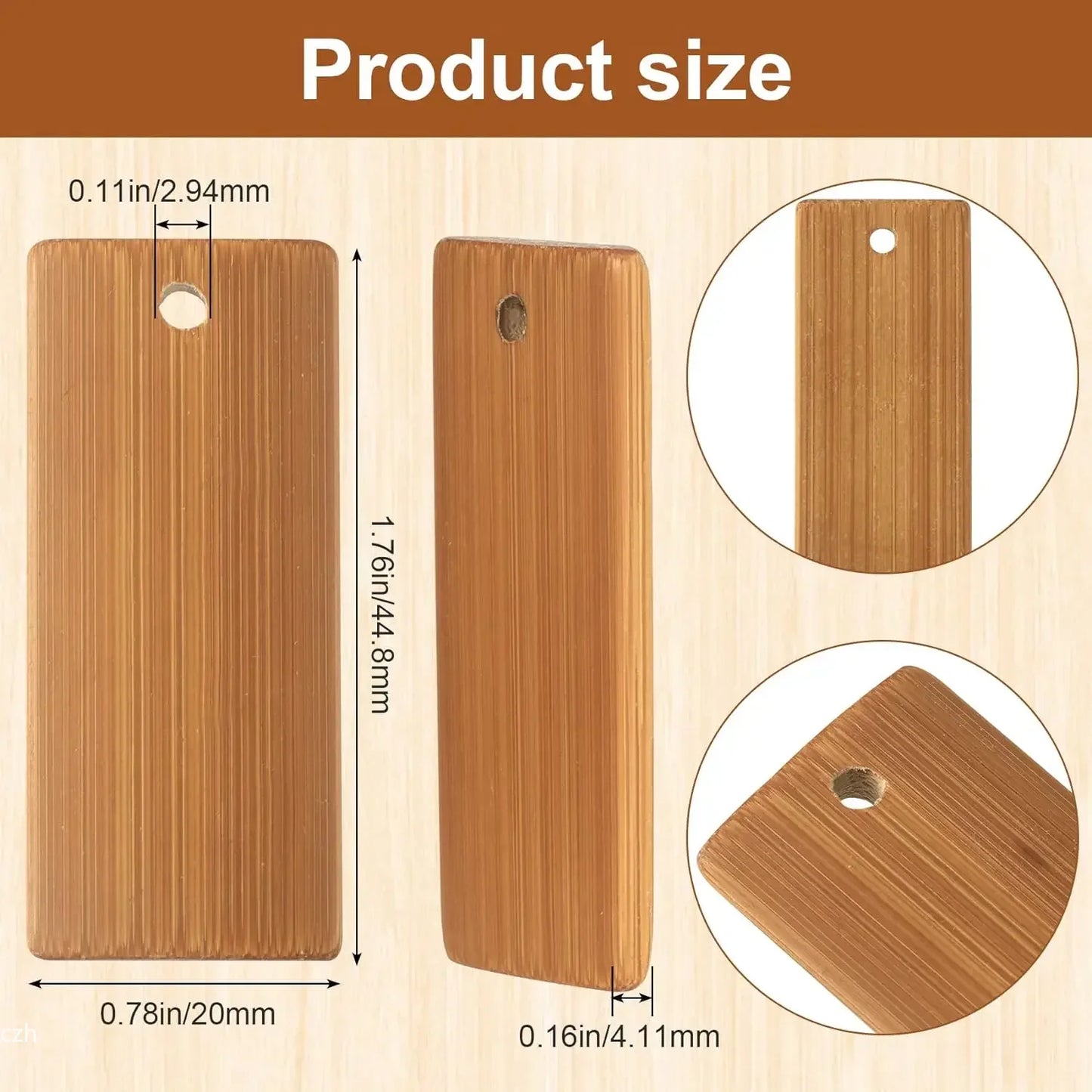 50Pcs Blank Bamboo Tags 45x20mm – DIY Keychain Engraving Blanks