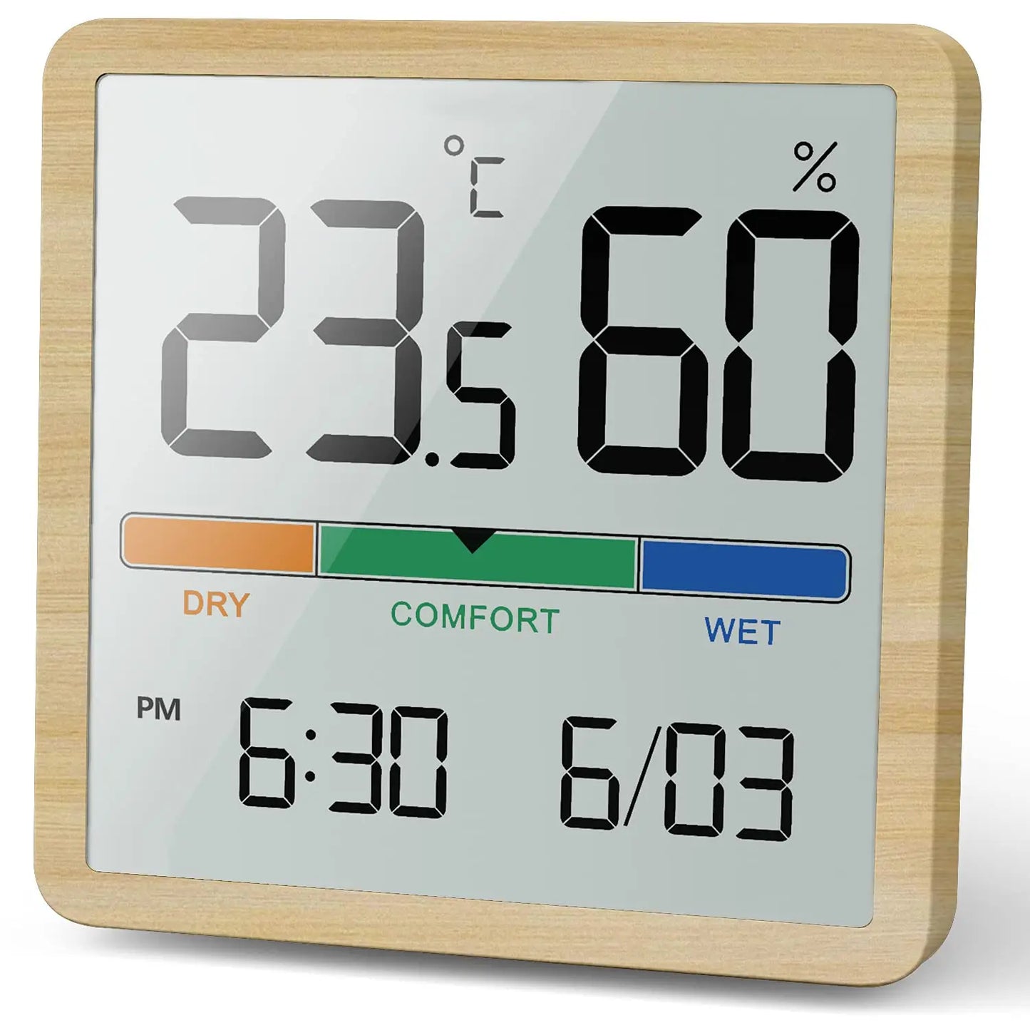 New Digital Home Indoor Temperature Humidity Meter LCD Digital Thermometer Hygrometer Sensor Gauge Weather Station Peaceful Pleasures Health and Wellness Wooden