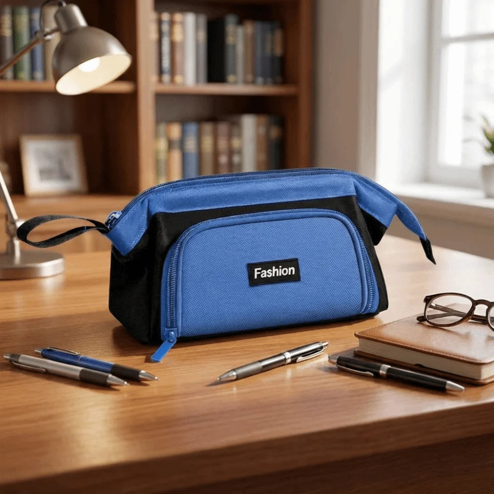 Creative Zippered Pencil Case Oxford Fabric Large Capacity Pencil Storage Bag with Handle Durable Multi-Compartment Pen Box Peaceful Pleasures Health and Wellness