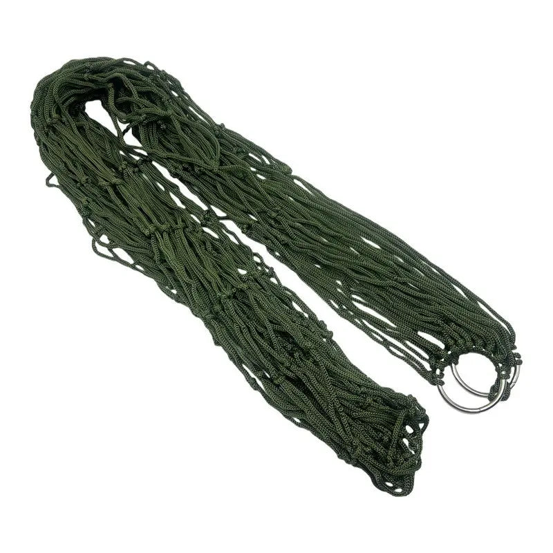 Outdoor Hammock Swing Camping Anti-rollover Nylon Rope Net Bag Tree Hanging Thickened Ultra-light Fishing Net Hammock Peaceful Pleasures Health and Wellness Military green
