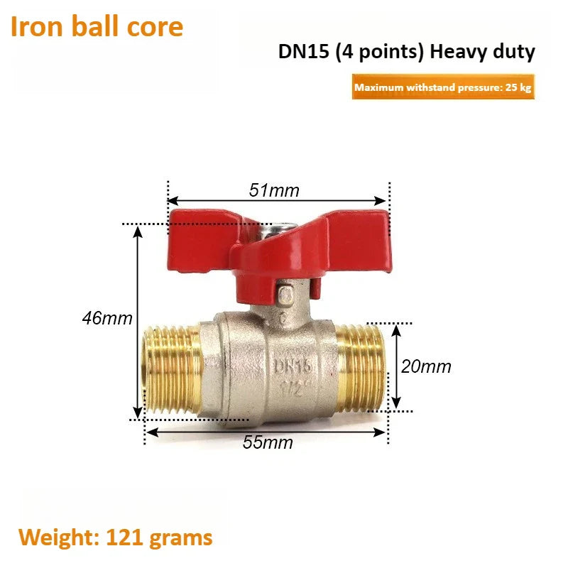 Brass Globe Valve Butterfly Handle 1/4"–3/4" Male Thread