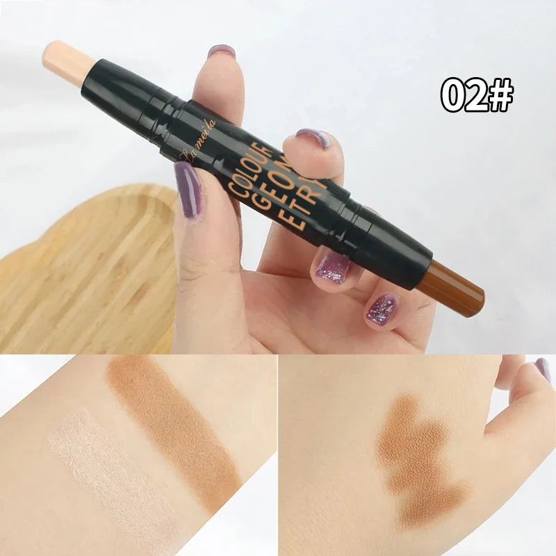 Dual-ended contour stick, facial foundation, concealer, long-lasting dark circles, correcting contour concealer, makeup Peaceful Pleasures Health and Wellness 02