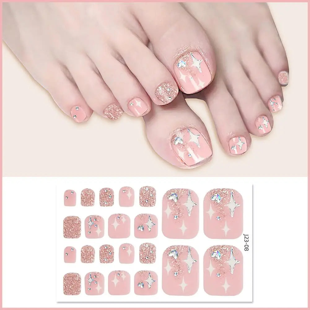 Glitter Toe Nail Stickers – 22 Count, DIY Nail Wraps Nail Care Peaceful Pleasures Health and Wellness 07