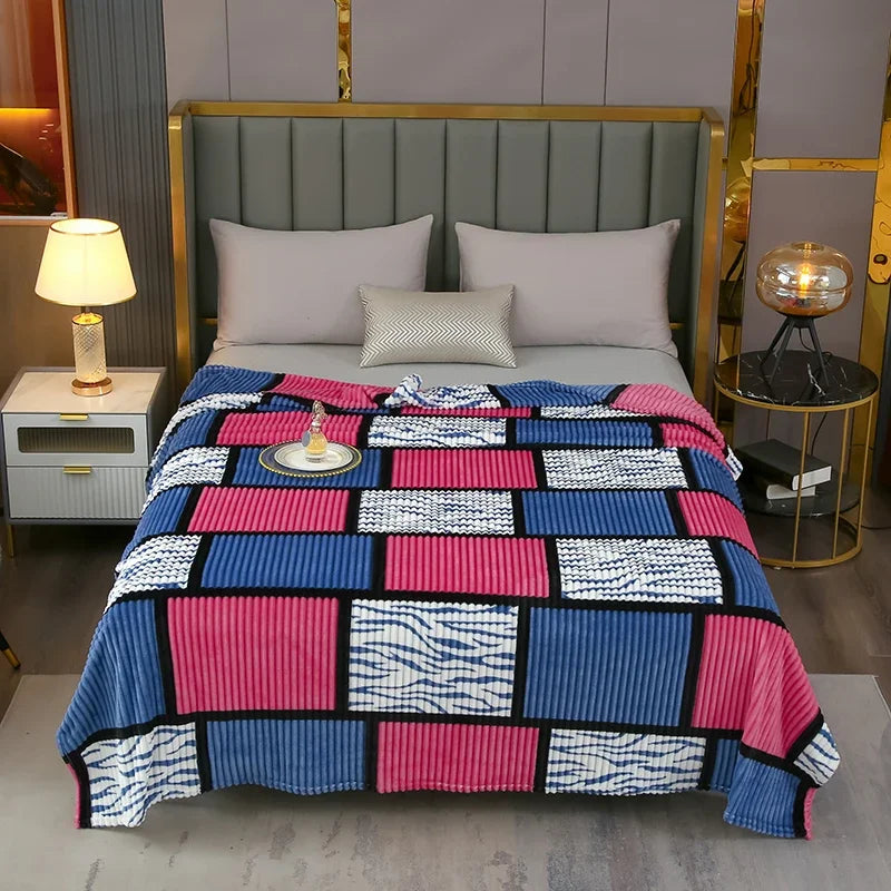 Plaid Fleece Bed Blankets Queen King Soft Lightweight Plush Fuzzy Blanket Lightweight Blanket for Travel Camping Bedspreads Peaceful Pleasures Health and Wellness Blanket E 200x230cm