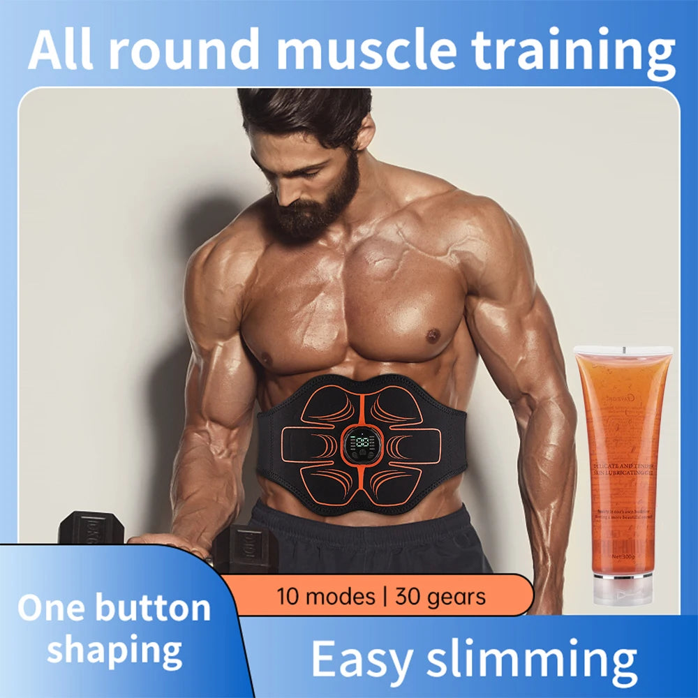 EMS Abdominal Belt 10 Modes 30 Levels Rechargeable Ab Stimulator Muscle Toner Portable Waist Trainer for Men Women Home Office Peaceful Pleasures Health and Wellness