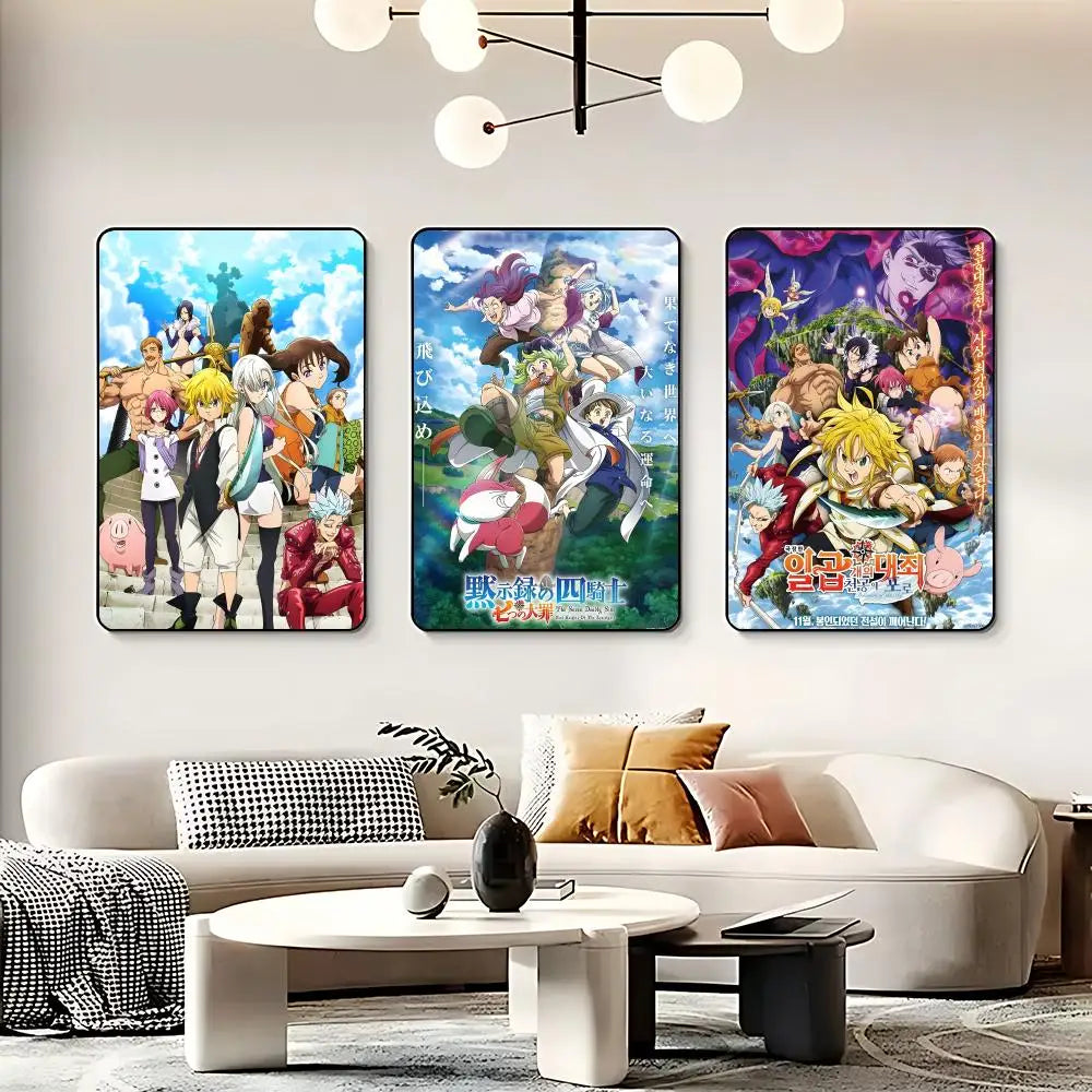 Anime T-The Seven Deadly Sins Poster HD Self Adhesive Waterproof Wall Art Ideal for Home Office Dorm Bedroom Great Gift Peaceful Pleasures Health and Wellness
